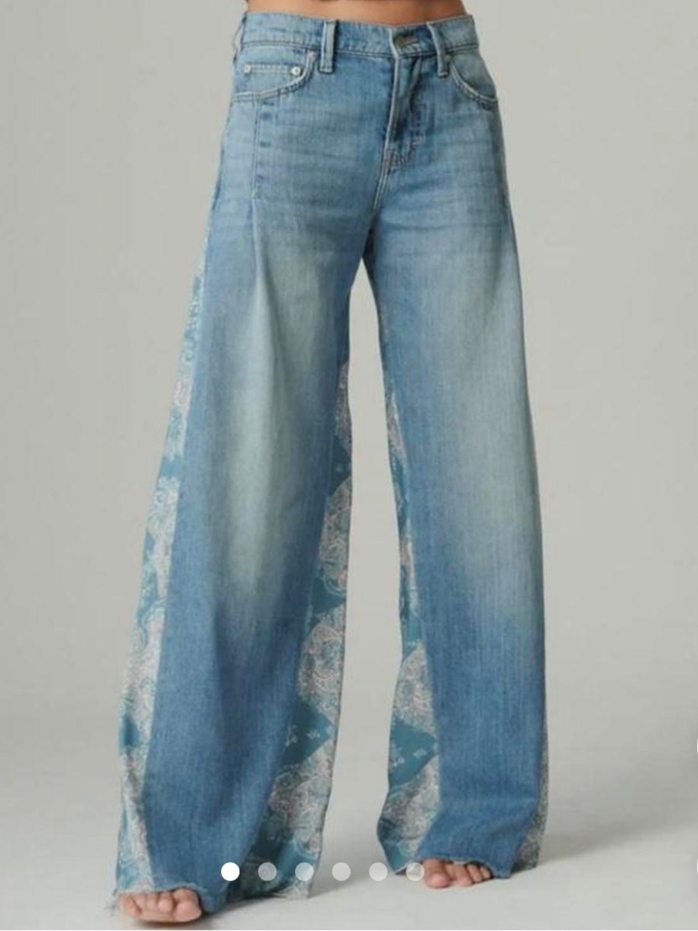 Lucky Brand Palazzo Jeans with Paisley Side Panels